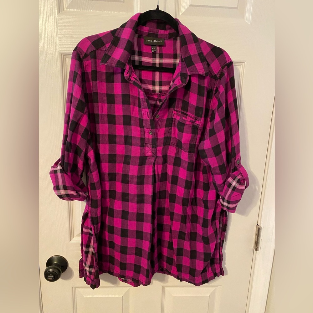 3/$30. Lane Bryant, 14/16, buffalo check tunic top, gently used condition